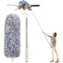 Fogray Telescopic Duster Washable Duster, Long Extendable up to 237 cm, Dust Mop with Telescopic Rod, Dust Magnet, Bendable Dust Catcher, Spider Web Remover for High Ceilings, Ceiling Fan, Grey