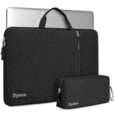 Dyazo 13.3 Inch Slim Laptop Carry Sleeve with Front Pocket & Charger Pouch | Protective Water-Resistant Case Cover | Compatible for MacBook Air/Pro, HP, Dell, Lenovo, Asus & Other Notebooks (Black)