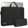 Dyazo 13.3 Inch Slim Laptop Carry Sleeve with Front Pocket & Charger Pouch | Protective Water-Resistant Case Cover | Compatible for MacBook Air/Pro, HP, Dell, Lenovo, Asus & Other Notebooks (Black)
