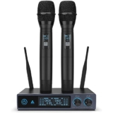 Audio Array AM-W14 UHF Dual Wireless Premium Metal Microphone | 2X XLR Outs & 1/4″ Mix Out | Range up to 200ft/60m | Karaoke Singing, Wedding, DJ, Church | PA System, Amplifier, Mixer, Party Box