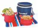 SignoraWare 500ml+350ml Smart Microwave Safe Twin Executive Small Stainless Steel Lunch Box with Bag, Food Grade BPA Free Conatiners, Air Tight and Sleek Leak-Proof Lid Tiffin Boxes (Set 2 Red)