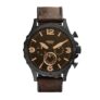 Fossil Nate Analog Black Dial Men’s Watch-JR1487 Genuine Leather, Brown Strap