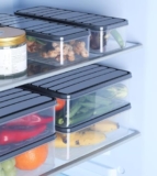 BUNVOX™ Fridge Storage Boxes Freezer Storage Containers, Container for Kitchen Storage Set, Storage in Kitchen, Vegetable Storage, Refrigerator Food Box (1200 ML [Pack of 2])