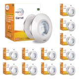 wipro Polycarbonate Garnet 2W LED Integrated Spotlight|Cool White Light (6500K)|Compact Design Ceiling Spot Light for Cabinets & Wardrobes| Cutout – 33mm|Pack of 12