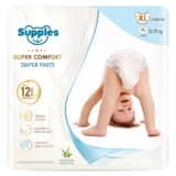 Amazon Brand – Supples Super Comfort Baby Diaper Pants | X-Large (12–17 kg), 54 Count | Dermatologically tested, Ultra-Thin, Soft & Breathable | Wetness Indicator, Anti-Leak, All-Night Absorbency
