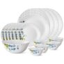 Larah by BOROSIL Lavender Opalware Dinner Set (White) – 19-Pieces