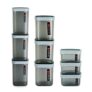 CELLO Clarion Square Storage Containers with Lid, Set of 9 Pcs (500ml, 1000ml, 2200ml) X 3, Grey | BPA Free PET Body, Air Tight & Stackable | Multipurpose Transparent Storage Containers For Kitchen