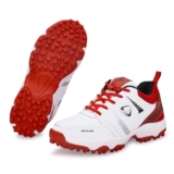 PRO KVH Lightweight Cricket Shoes for Men | Rubber Spikes | Water-Resistant | All-Round Performance Footwear for Outdoor and Field Sports, Red (11 UK)