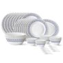 Larah by Borosil Ocean Fluted Series Opalware Dinner Set | 44 Pieces for Family of 8 | Microwave & Dishwasher Safe | Bone-Ash Free | Crockery Set for Dining & Gifting | Plates & Bowls | White