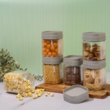 Nayasa Refresh Container 750 ML BPA Free Food Grade Airtight Kitchen Storage Stackable Containers- Set Of 6 | Grey