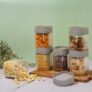 Nayasa Refresh Container 750 ML BPA Free Food Grade Airtight Kitchen Storage Stackable Containers- Set Of 6 | Grey