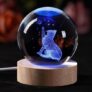 GITGRNTH 16 Color 3D Crystal Ball Lamp – Cat Night Light, Cat Ligth Ball, Laser Engraving Crystal Ball Light Lamp with USB Powered 3.15 Inch LED Wooden Base