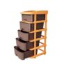 TEX-RO Plastic Modular Drawer Storage Chest Of Drawers Organizer Storage Box, Large Stomo Racks For Multipurpose Anti-slip Shoes Organizers | Brown | 5 Layer