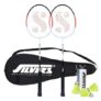 Silver’s Aluminium Stricker Badminton Kit (2 Racquets with Full Cover, 1 Box Plastic Shuttlecock Pack of 3)(Red/White)