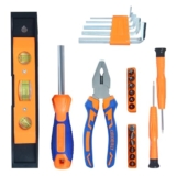 GLUN® Screwdriver Set, 23 in 1 with Pliers, Allen Keys, Stanley Screwdriver, Aluminium Spirit Level, and 12 Screwdriver Bits – Auto Repair Tool Combination Package