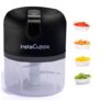 InstaCuppa Rechargeable Mini Electric Chopper, Stainless Steel Blades, One-Touch Operation, 1800 mAh Battery, USB C, Mince Meat, Cut Garlic, Ginger, Onion, Vegetables, Nuts, Black, 250 ML, 45 W