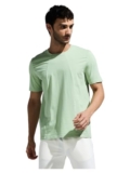Men’s Super Stretchable Cut and sew Breathable T-Shirt Featuring Stylish Chest Design | Half-Sleeve Men’s T-Shirt | Casual Tshirt for Men Pista Green