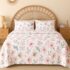 BSB HOME 100% Cotton Feel Double Bed Bedsheet Set | 144 TC Soft & Breathable | Mint Green White Flower Print with 2 Pillow Covers | Wrinkle Free | for Bedroom (90 x 90 Inches)