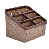 Kuber Industries Plastic Multi-Purpose Organizer|Compact Desk Makeup| Stationary Box for Case Pen Pencil Holder|Cosmetics Size Large (Brown)