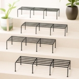 TrustBasket Bold Plant Stand | 24 Inch, Set of 4 | Durable 9 Layer Coating Anti-Rust Metal | 75 KG Capacity | Plant Stands for Outdoor Balcony & Indoor Living Room | Pot Stands for Plants in Balcony | Black