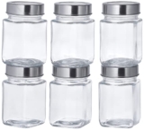 Amazon Brand – Solimo Square Glass Storage Containers | Set Of 6 | 310 ml Each | Transparent