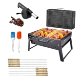 Market Fairy【NEW 2026】Portable Barbecue Grill Folding BBQ Grill,【5 Pc -Combo】【12-Stick】2-Spatula,【1-BBQ Grill】, 1-Blower, Outdoor Grill Tools for Camping Picnics Traveling【Barbecue set】