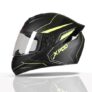 TVS XPOD Aerodynamic Helmet for Men-ISI DOT Certified , Ultrawide Visor, Quick Release Strap-Premium Bike Helmet with Enhanced Air Circulation (Blistering Black & Neon-XL)