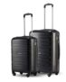 SNITCH Loop 2Pc Set Black Polypropylene Hard Travel Suitcase – Trolley Bag Set of 2 & Luggage with 4 Wheels, Secure Lock & Free Shoe Bag