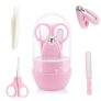 GLUN® Baby Care Set, Capsule Shape Pack, 4-in-1 (Anti-Pinch Nail Clipper, Scissor, Nail File, Tweezer) Cute Pink Colour Baby Manicure Set for Newborn, Infant & Toddler