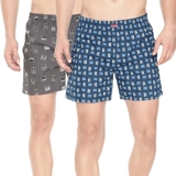 Pepe Jeans Premium Cotton Men Regular Fit Boxers | Ultra-Comfort Natural Fiber Printed Boxer Shorts with Elastic Waistband, Side Pockets – M