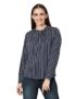 oxolloxo Women Regular Fit Polyester Regular Sleeves Stripe Casual Blue Top