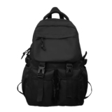 Glowic Black Backpacks for Men & Women | Stylish, Durable, Multi-Pocket Travel & Laptop Bags with Buckle Straps (Black1)