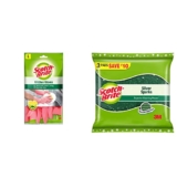 Scotch Brite Kitchen Gloves Large (1 unit) and Scrub Pad Large (3 units)