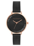 French Connection Stainless Steel Analog Rose Gold Dial Women’s Watch-Fcn00016C, Band_Black