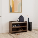 Amazon Brand – Solimo Ashburn Engineered Wood Shoe Rack with 2 Shelves and Seating, Asian Walnut