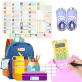GLUN® Jambo Pack Name Stickers – 156 Pcs Self-Adhesive Vinyl Labels with Cute Animal Designs & 1 Marker, for Kids Bottles, Lunch, Clothes & Kitchen Use