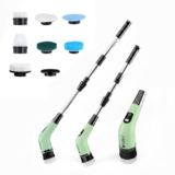 Cello Telescopic Electric Spin Scrubber Pastel Green | Rechargeable Cordless Cleaner with 7 Interchangeable Brush Heads, Dual Speed & Adjustable Handle, 90-Min Long Use for Bathroom, Kitchen Cleaning