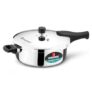 Bergner Argent Classic Triply Stainless Steel 5 Liters Outer Lid Pressure Pan, Triply Cooker with Resettable Safety Valve, Sturdy Handle, Easy to Use and Clean – Induction and Gas Stove Ready