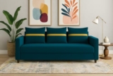 FURNY Premium Berris 3 Seater Fabric Sofa Set for Living Room | with Velvet Fabric | 3- Year Warranty in Teal Color