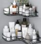 Oslen Metal (Pack of 2 Self-Adhesive Shelf/Storage Organizer for Bathroom and Kitchen Corner Wall Mounted Rack Shelf Bathroom Accessories Storage Rack (No Drilling-Shelf Adhesive) (8 and 9 INCH,Black)