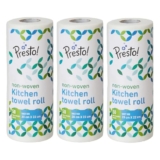 Amazon Brand – Presto! Non-Woven Reusable Kitchen Towel Roll | 50 Pulls | 150 Sheets (Pack of 3) | Size: 20 x 22 cm | White | Washable | Highly Absorbent | For Daily Use