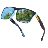 Dervin UV Protected Retro Square Polarized Sunglasses for Men and Women (Blue)