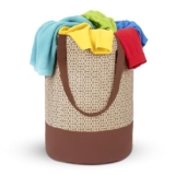 GLUN® Round Printed Laundry Bag, Beige & Brown Foldable Waterproof 45 Liter Capacity, Non-Woven Toys & Cloth Storage Bag Pack Of 1