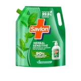ITC Savlon Herbal Sensitive Germ Protection Liquid Handwash Refill Pack 1.3L | 99.9% Germ Protection | 90% Natural Origin Ingredients | Family Size Refill Hand wash | Value Pack