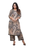 Nermosa Women Viscose Printed Straight Kurta Pant Set (in, Alpha, M, Black)