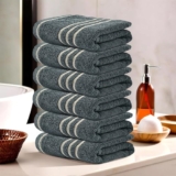 Urbane Home Pack of 6 Soft Cotton Face Towels for Men & Women/Ladies | Easily Washable | Pocket Towels & Workout Gym Napkins for Men – Dark Grey
