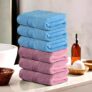 Urbane Home Pack of 6 Cotton Hand/Face Towels for Men & Women | Easily Washable | Workout Gym Napkins for Men | Pocket Towel – Pink & Sky Blue