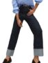 Marks & Spencer Mid Rise Wide Leg Turn Up Jeans Indigo Mix