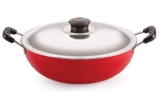 Nirlon Gas Compatible Nonstick Aluminium Deep Fry Kadhai Pan with Steel Lid 24cm – 3 LTR[New_26mm_Classic_DKD(B)]