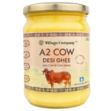 Village Company Certified Organic A2 Gir Cow Ghee 500ml | Vedic Bilona Method | Curd-Churned A2 Desi Cow Ghee | Gir Cow Ghee | Grassfed, Pure, Natural & Healthy | Certified Lab Tested | Glass Bottle 500ml